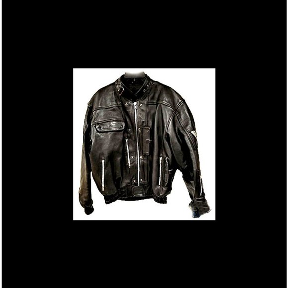 New Rare & Unique Men's Genuine Leather Heavily-zippered Moto Jacket XL